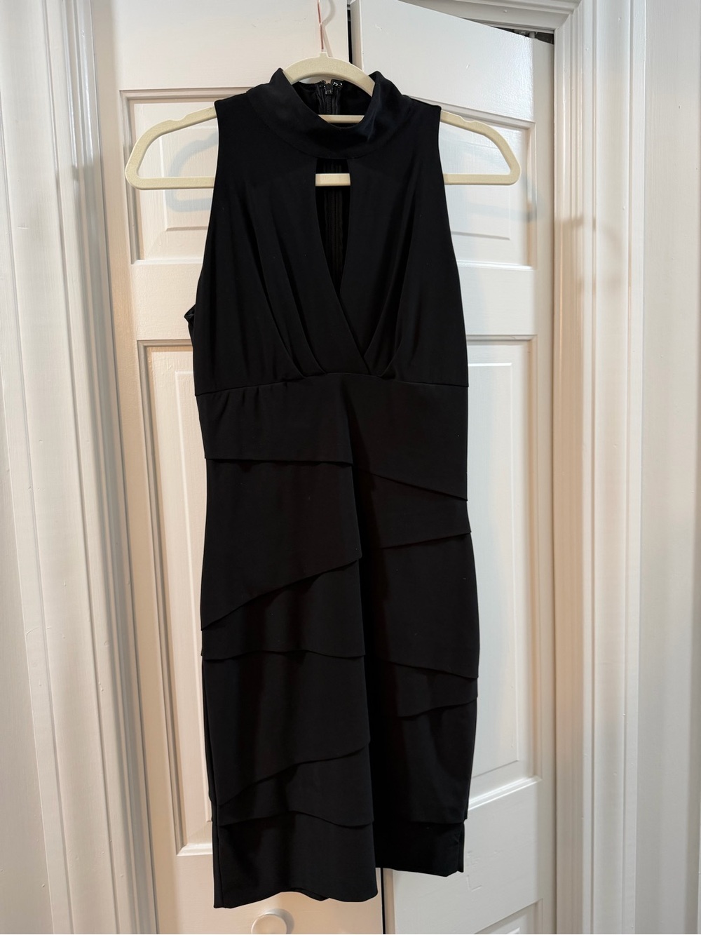 White House Black Market Black Sleeveless Tiered Midi Dress